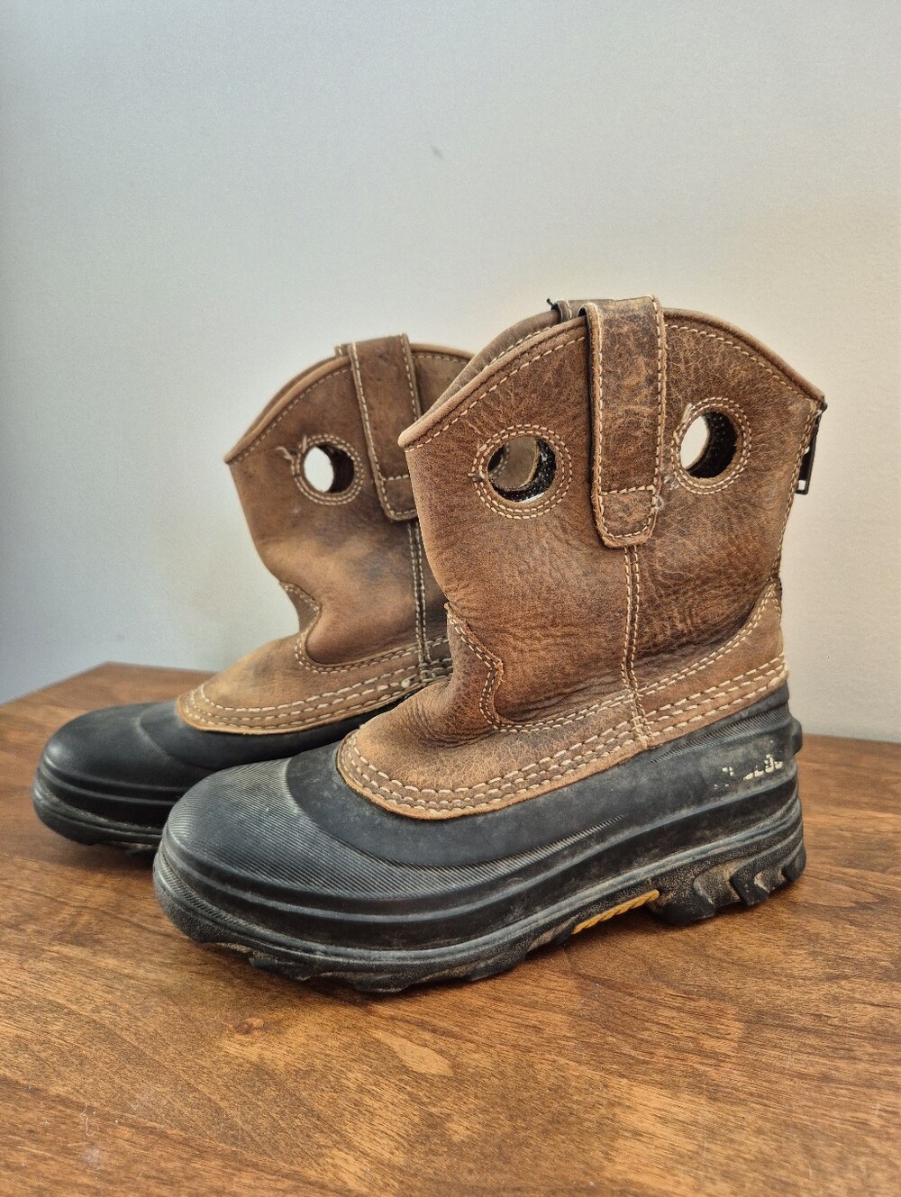 Georgia Boots Western Leather And Rubber Boots Kids Size 8